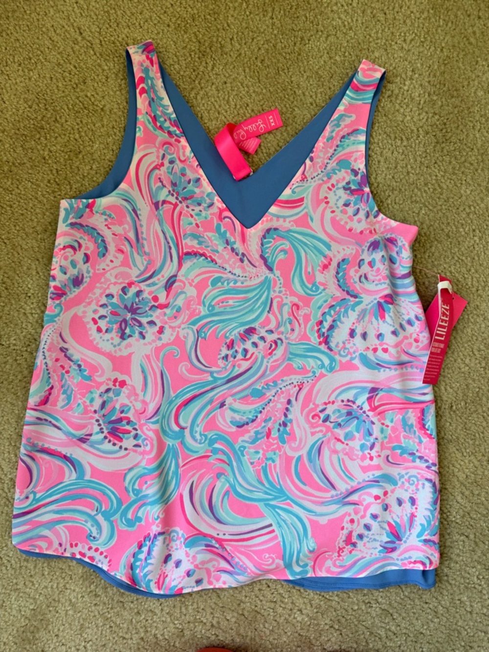 NWT Lilly Pulitzer Florin Reversible Tank XXS Prosecco Pink Dont Be Jelly